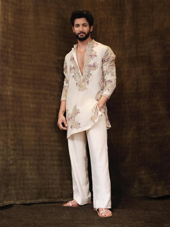 ROHIT SARAF IVORY EMBROIDERY KURTA PAJAMA SET