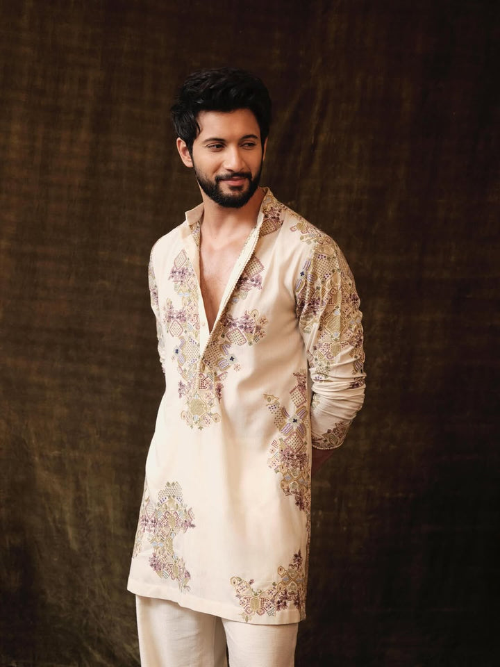 ROHIT SARAF IVORY EMBROIDERY KURTA PAJAMA SET
