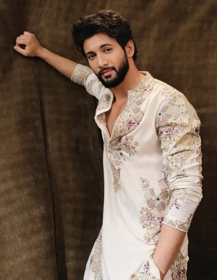 ROHIT SARAF IVORY EMBROIDERY KURTA PAJAMA SET