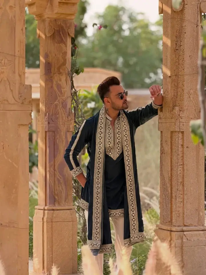 Neavy Blue Kurta With matching dupatta Set