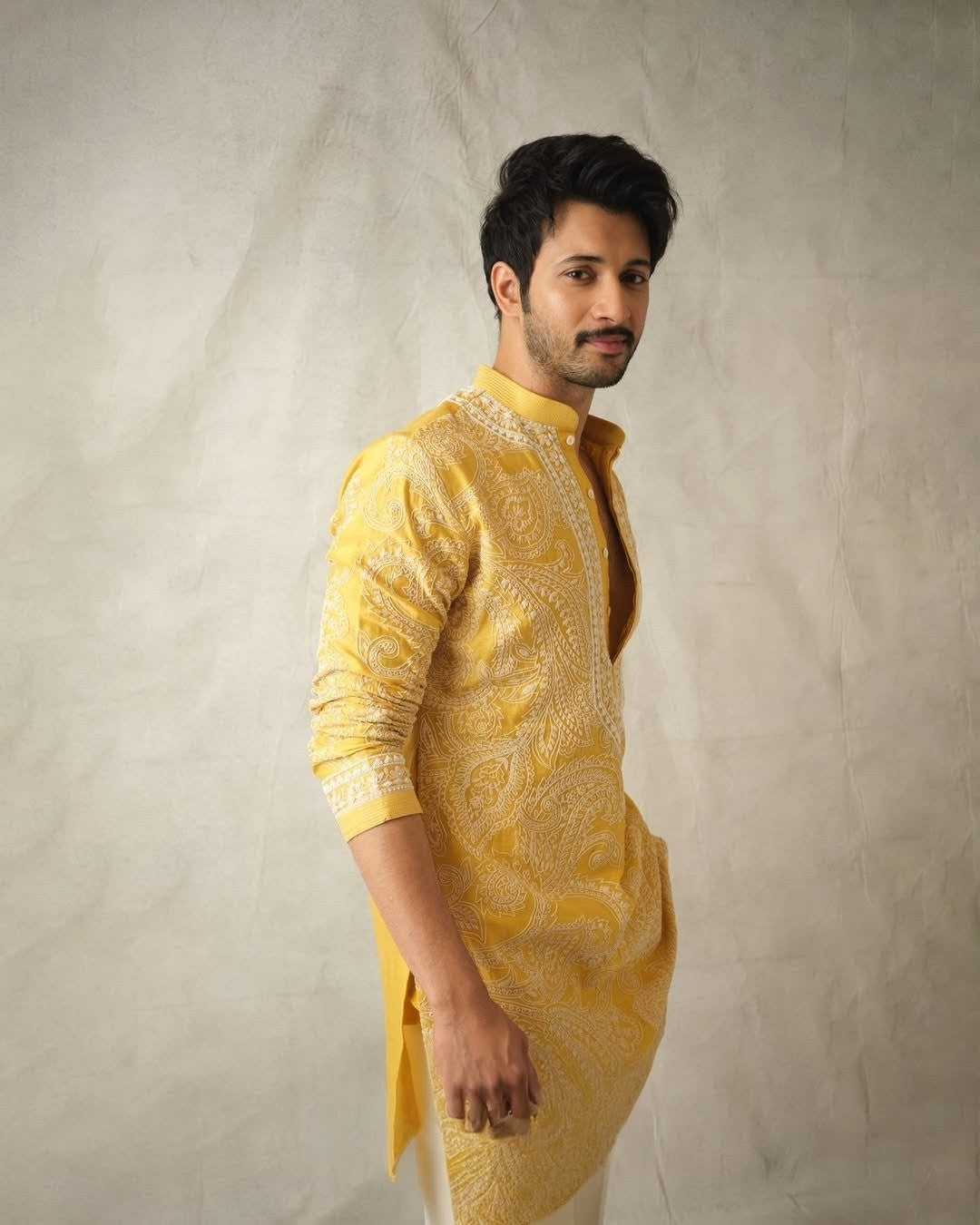 Yellow Mustard Parrot Chanderi Kurta Set