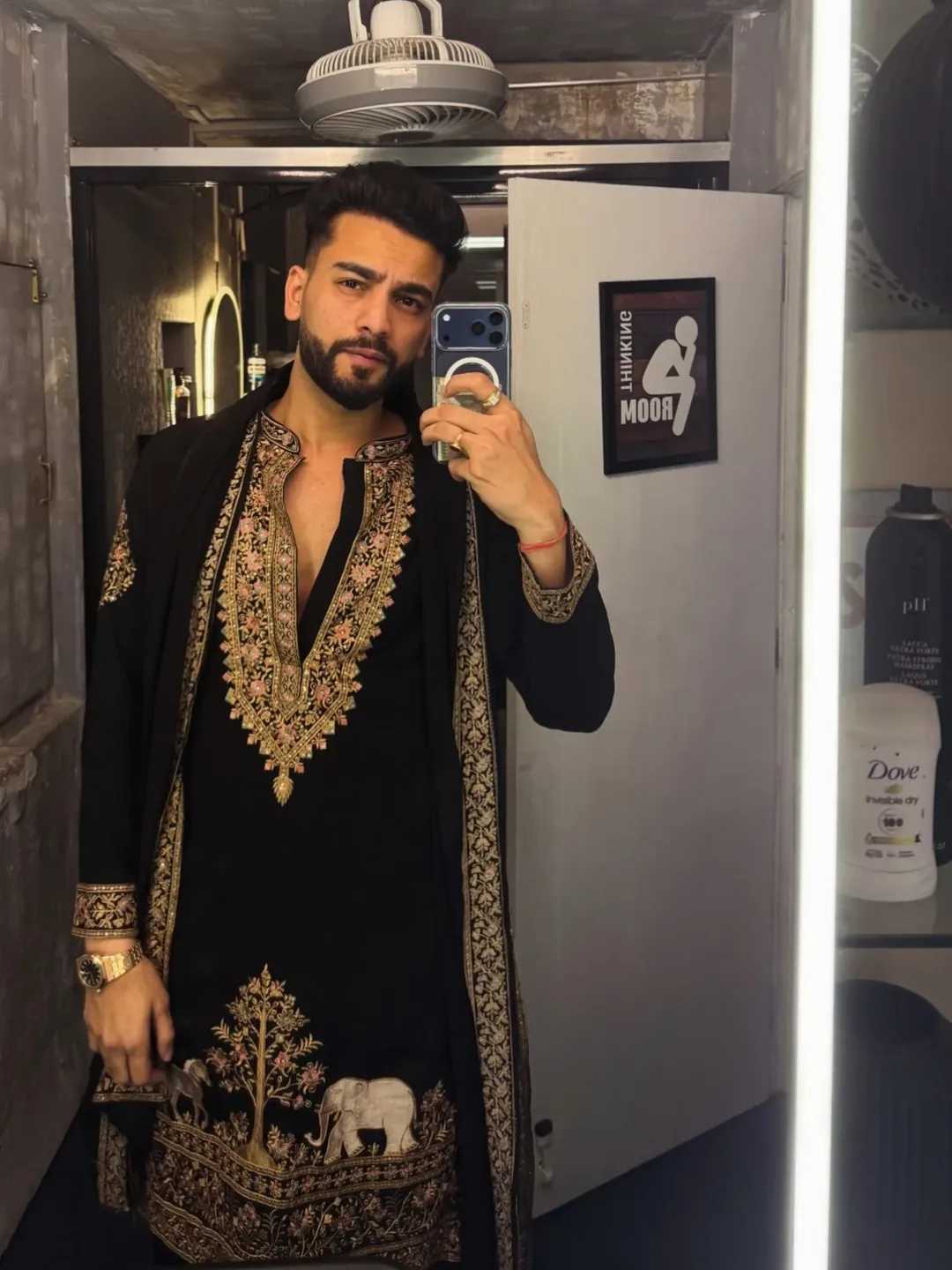 Elvish Yadav Crafted Georgette Black kurta pajama with dupatta