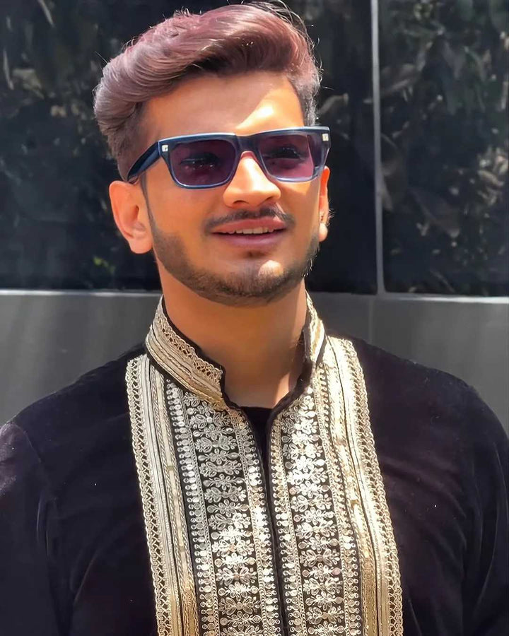 Munawar Faruqui Black Embroidered Kurta Set Eid Special Luxury