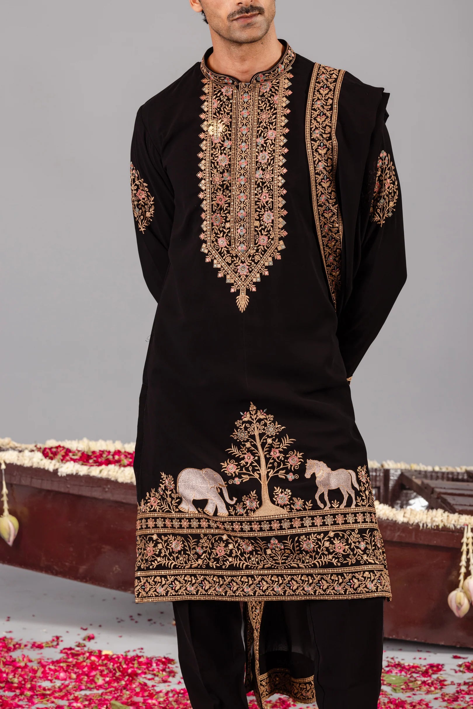German Thread Adition Kurta pyjama With Dupatta