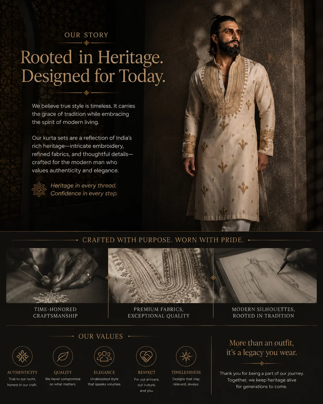 Cream Kurta Pant Set With Embroidery