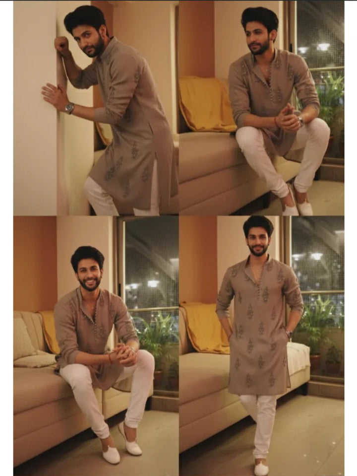 Moss Chanderi handloom Power Paisley Kurta Set