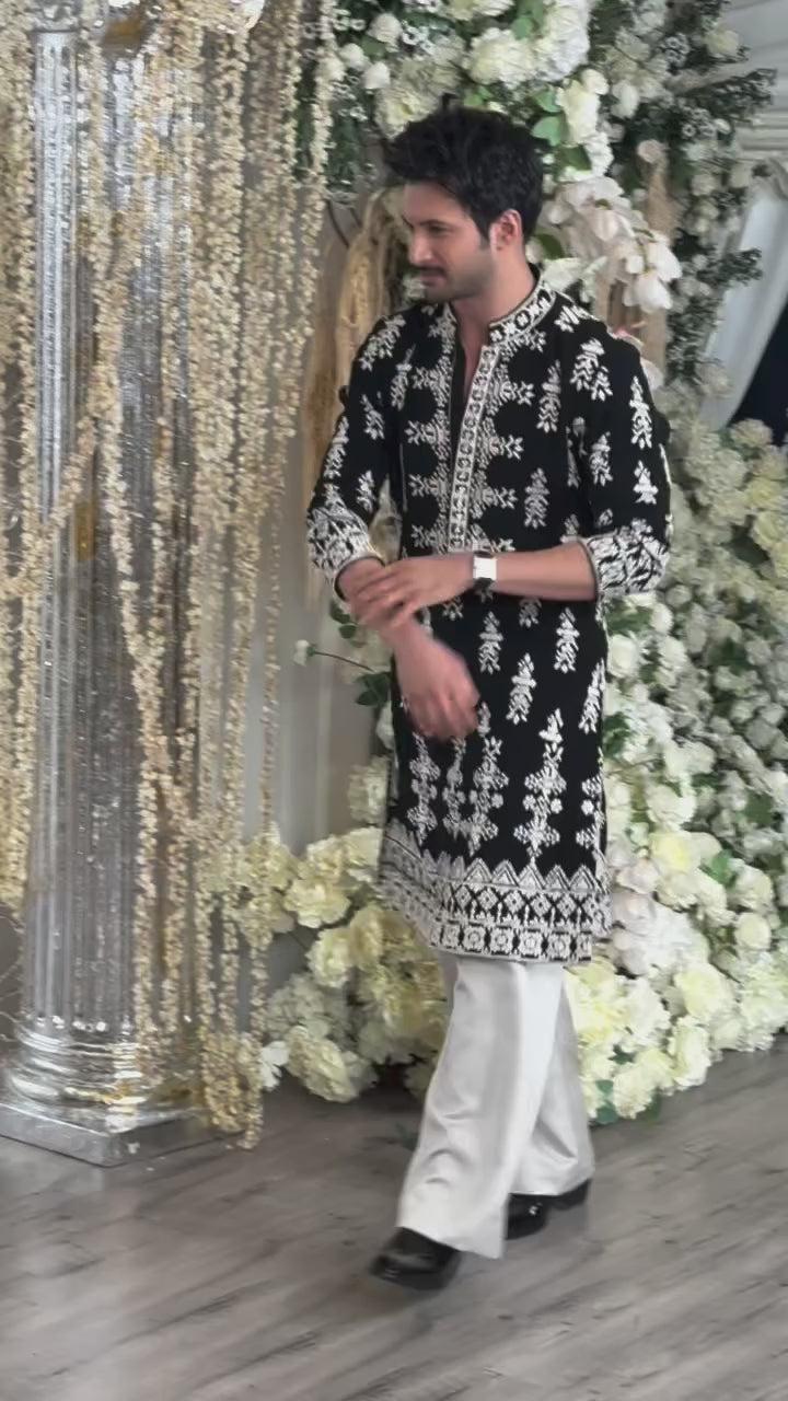 Black Velvet Ivory threadwork embroidery by designer Manish Malhotra