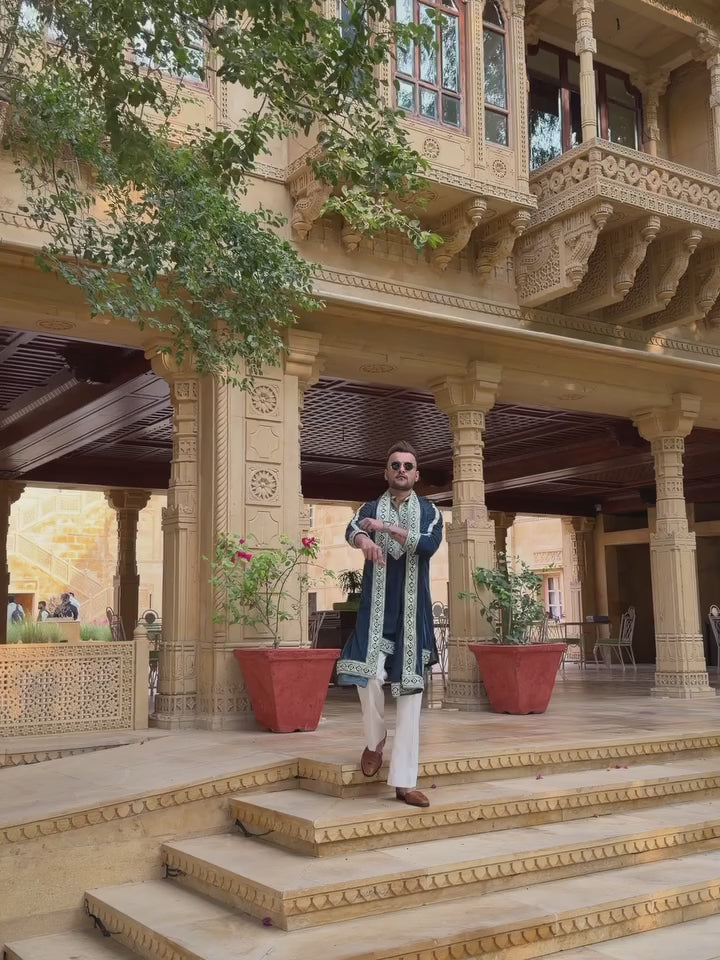 Neavy Blue Kurta With matching dupatta Set